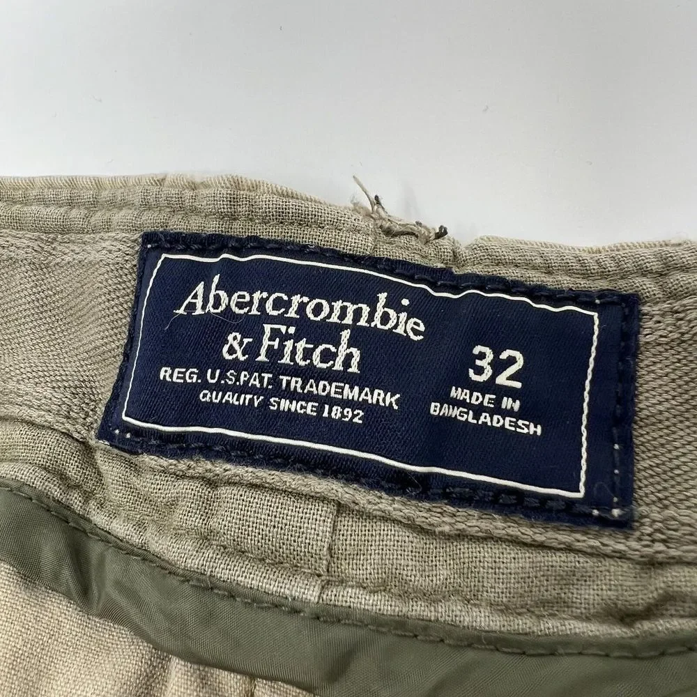 Abercrombie & Fitch Brown Thick Cotton Cargo Shorts Mens 32 Casual Military - Picture 5 of 10